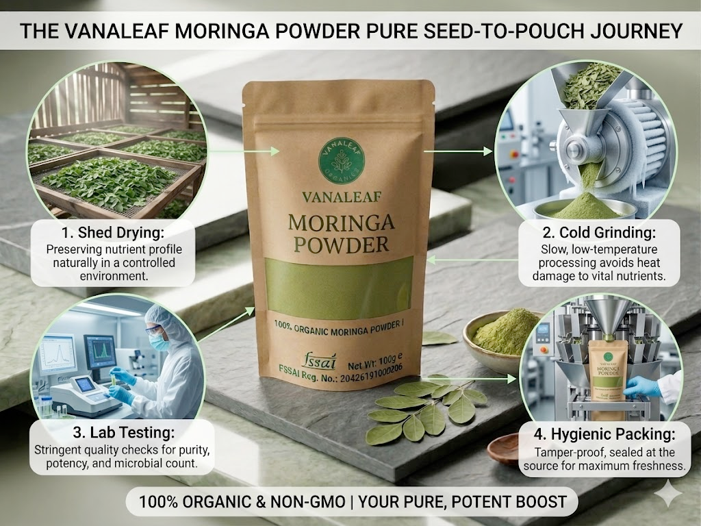 The Vanaleaf Moringa Powder Seed-to-Pouch Journey